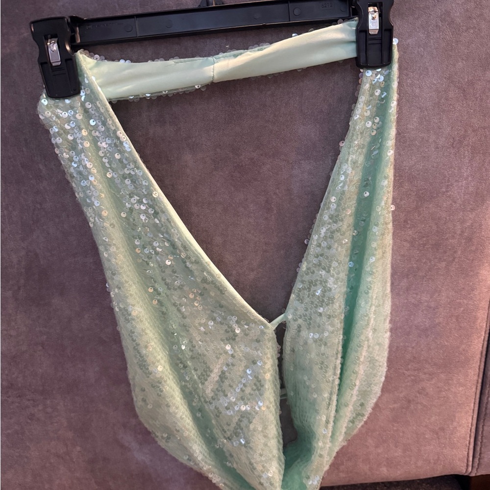 Mint Green Sequin Halter Top